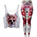 Floral Skull Crop Top and Leggings Combo
