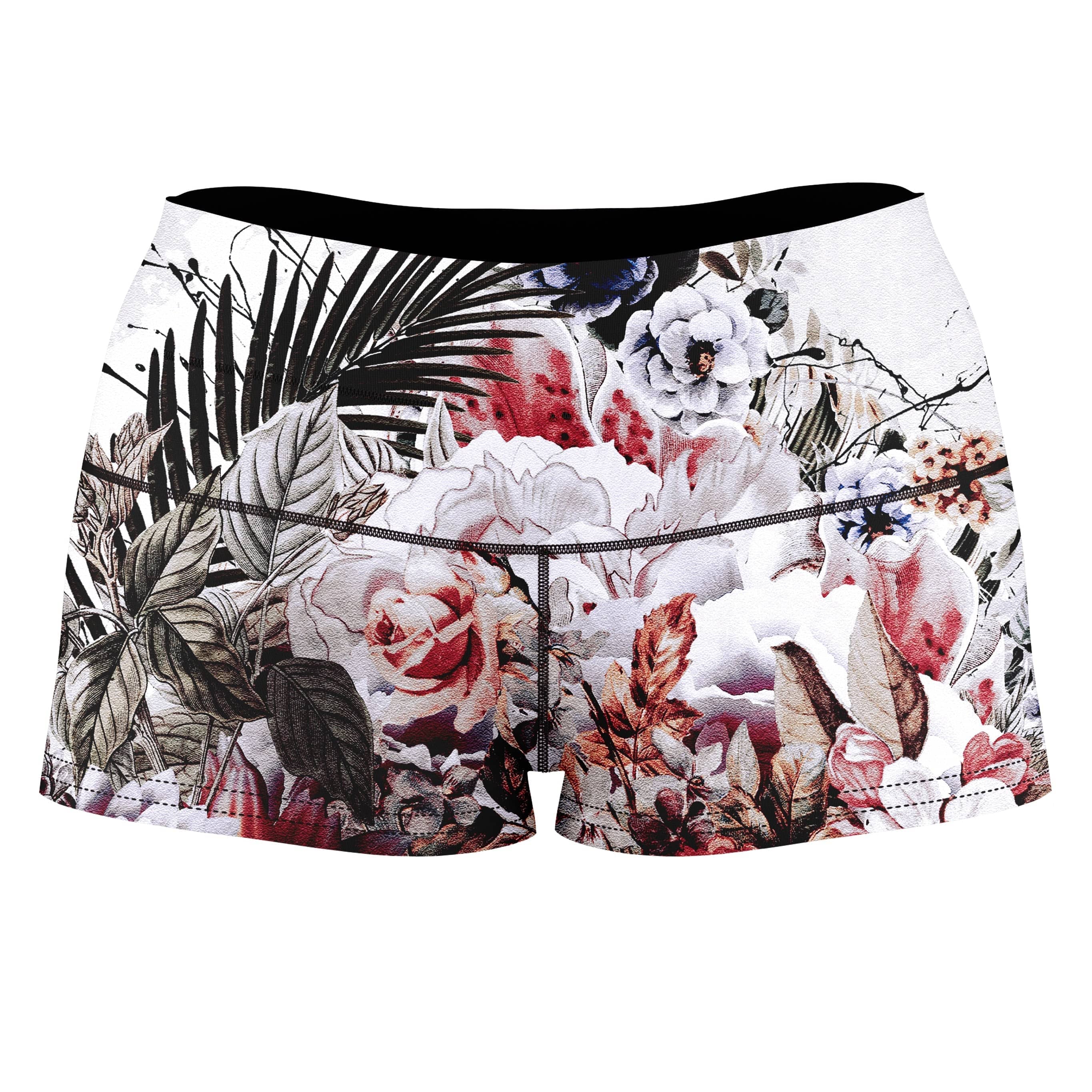 Floral Skull High-Waisted Women's Shorts