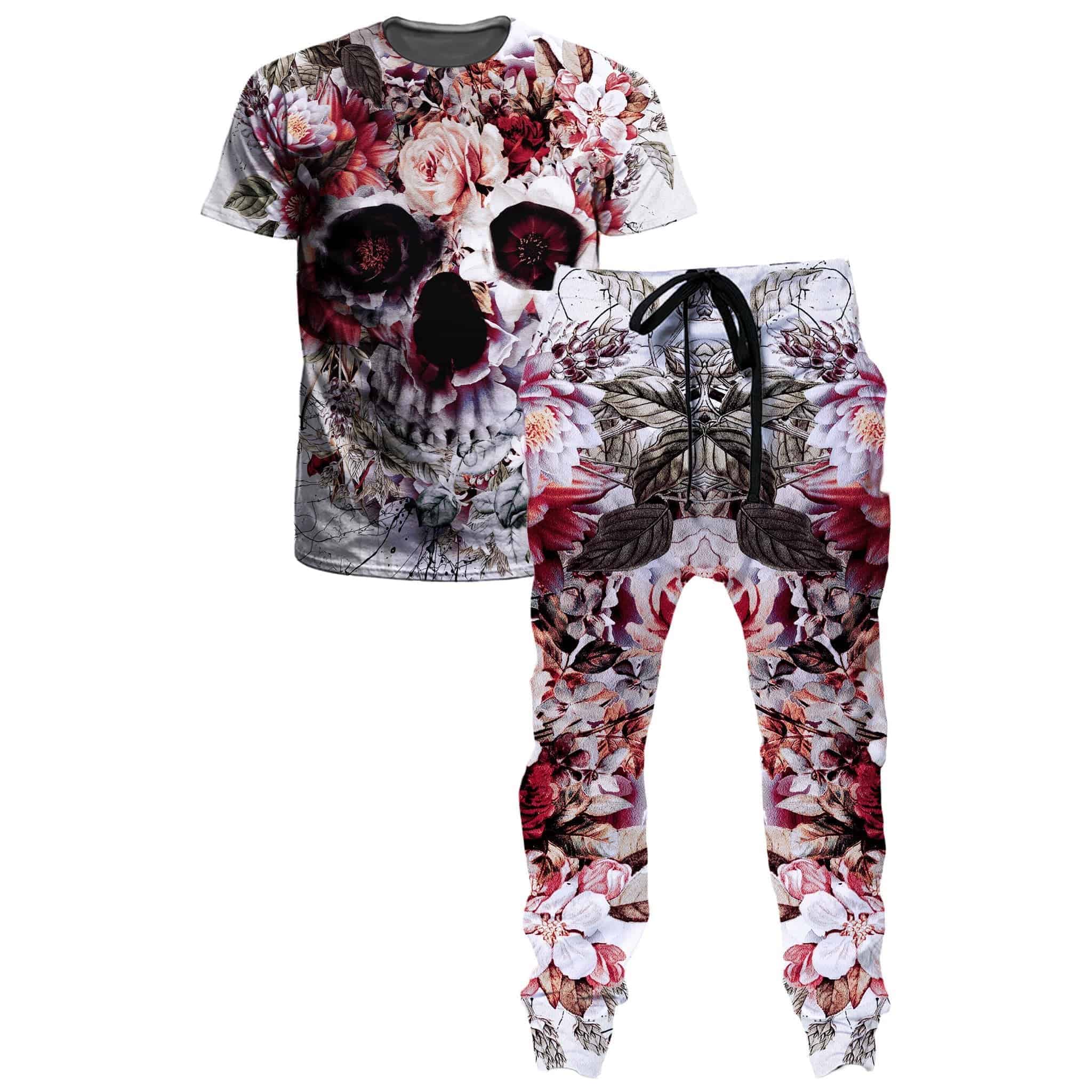 Floral Skull T-Shirt and Joggers Combo