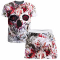 Floral Skull T-Shirt and Shorts Combo