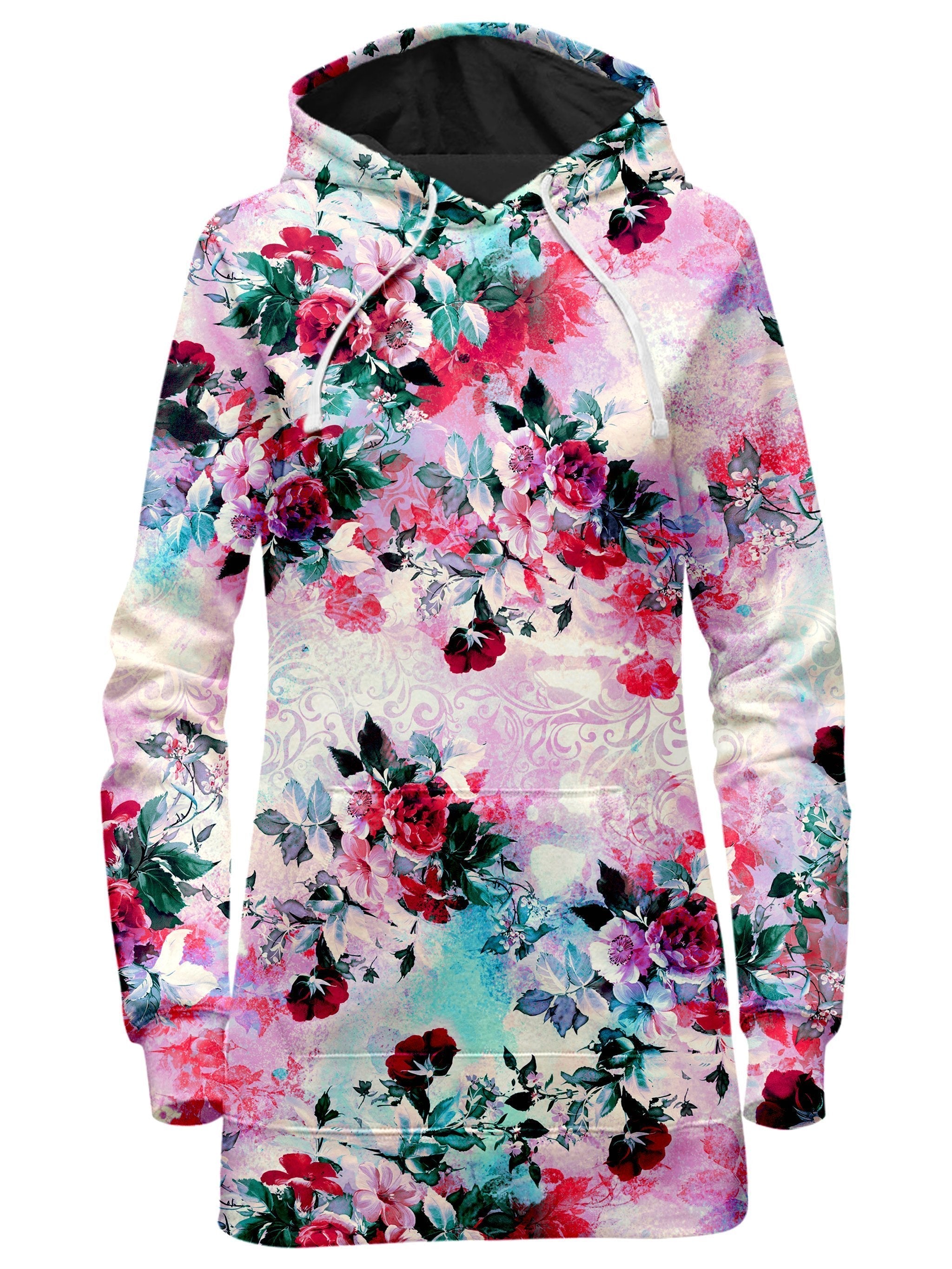 Pink Floral Hoodie Dress
