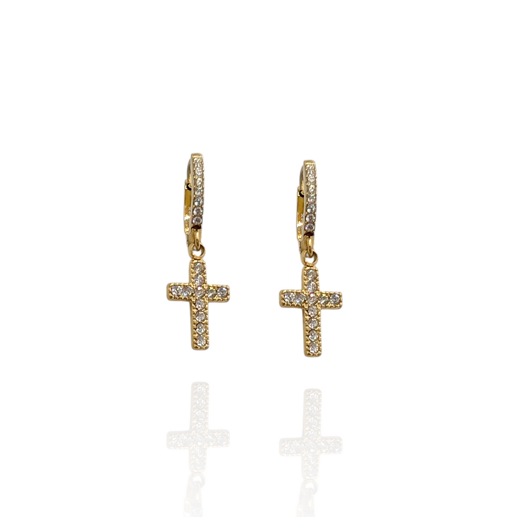 Pendientes aros con cruz