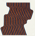Flowing Illusion Hand Tufted Wool Rug - Orange and Blue