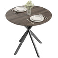 80cm Round Dining Table, Industrial Kitchen Table with Cross Steel Legs for Dining Room, Brown