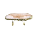 Rose Quartz Agate Cake Stand with Brass Legs