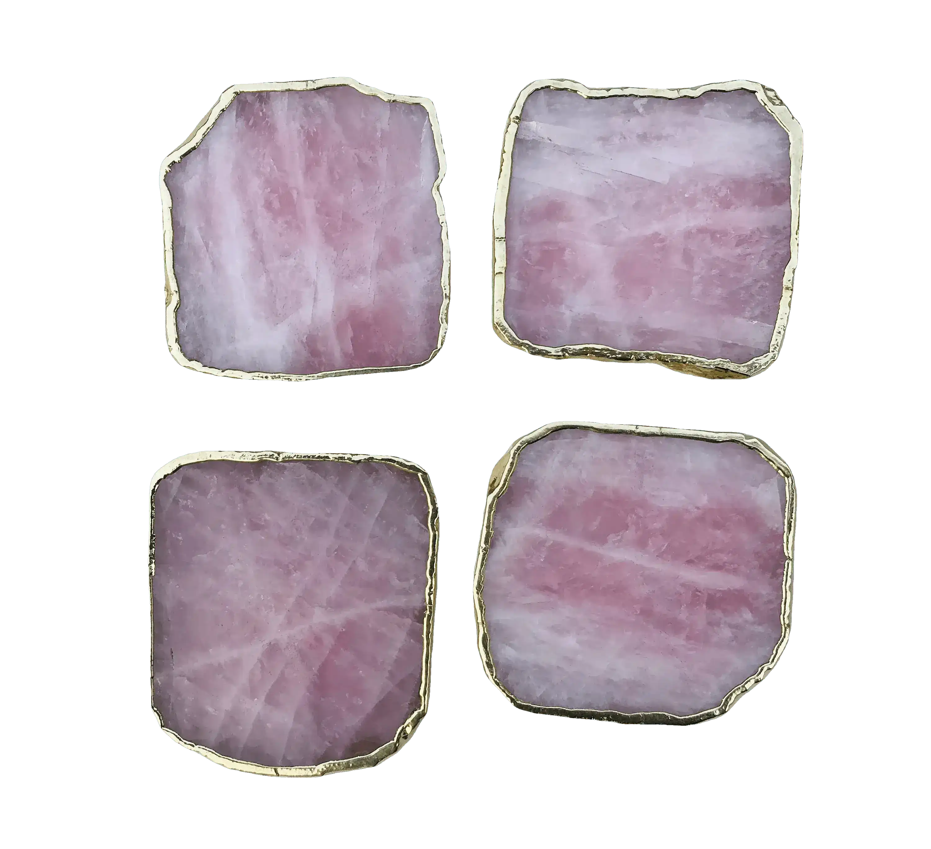 Rose Quartz Agate Coaster - Set of 4