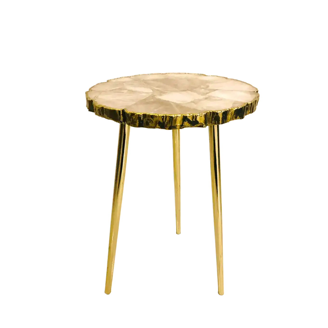 Rose Quartz Agate Organic Edge Accent Table