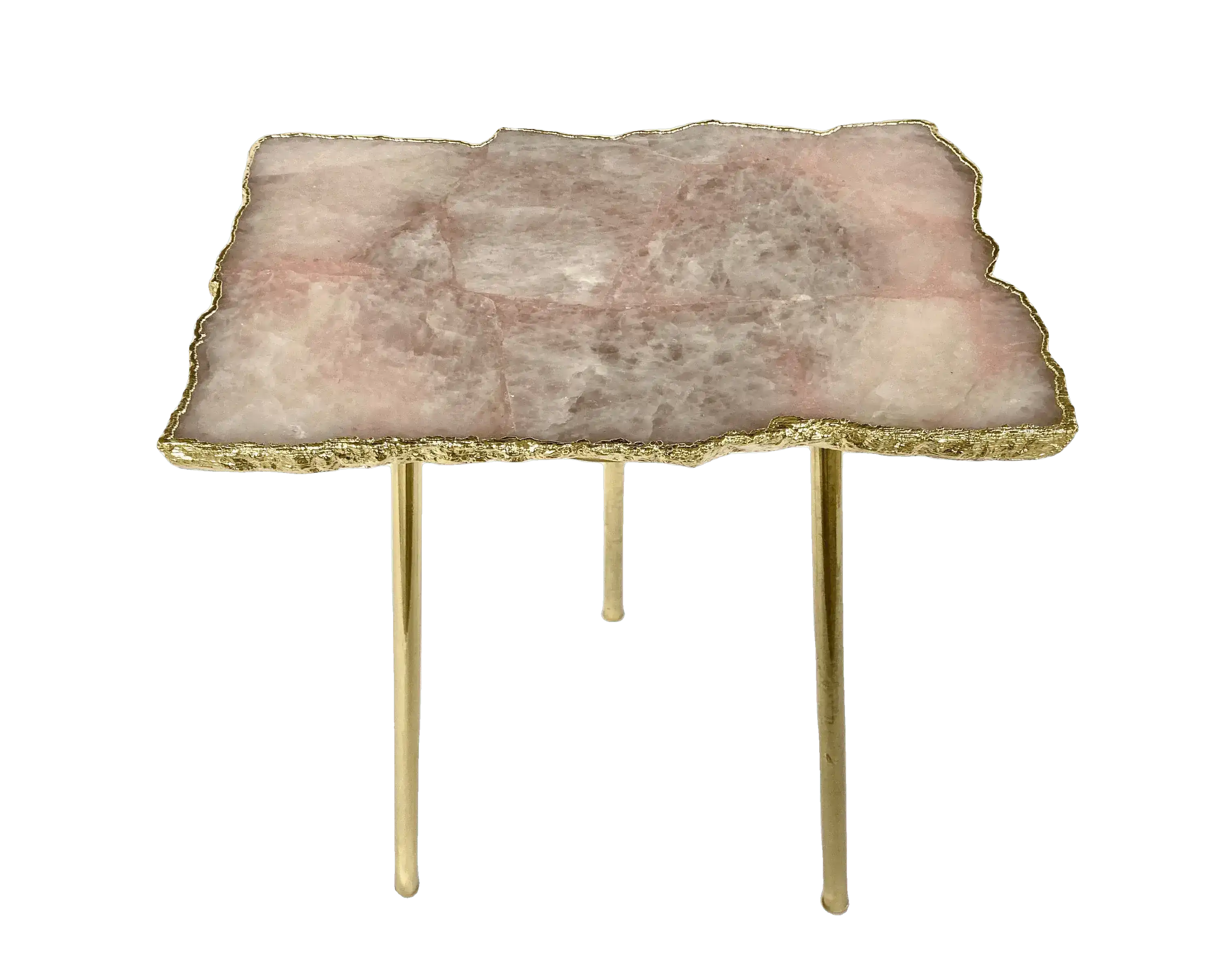 Rose Quartz Agate Organic Edge Side Table