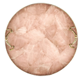 Rose Quartz Agate Round Serving Tray With Brass Handles