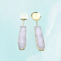 Rose Quartz Agate Salad Server - Set of 2