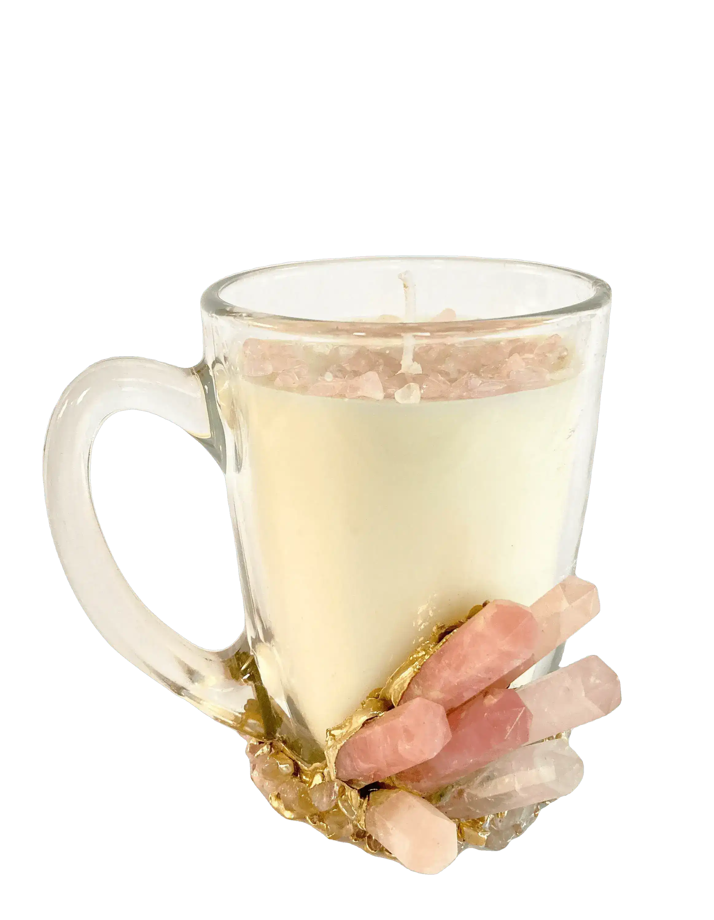 Rose Quartz Crystal Scented Soy Candles in Glass Mug - Set of 2