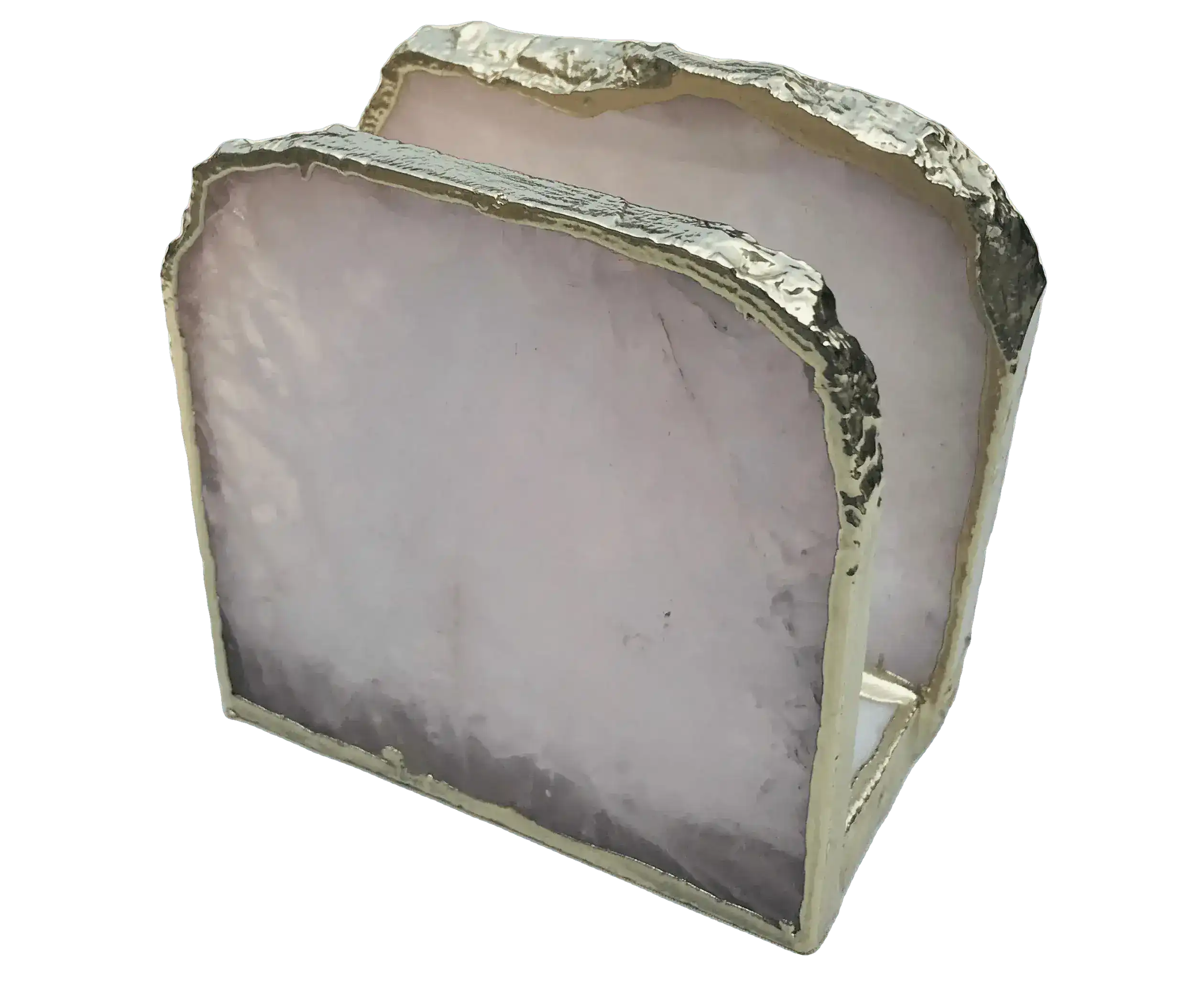 Rose Quartz Stone Napkin Holder