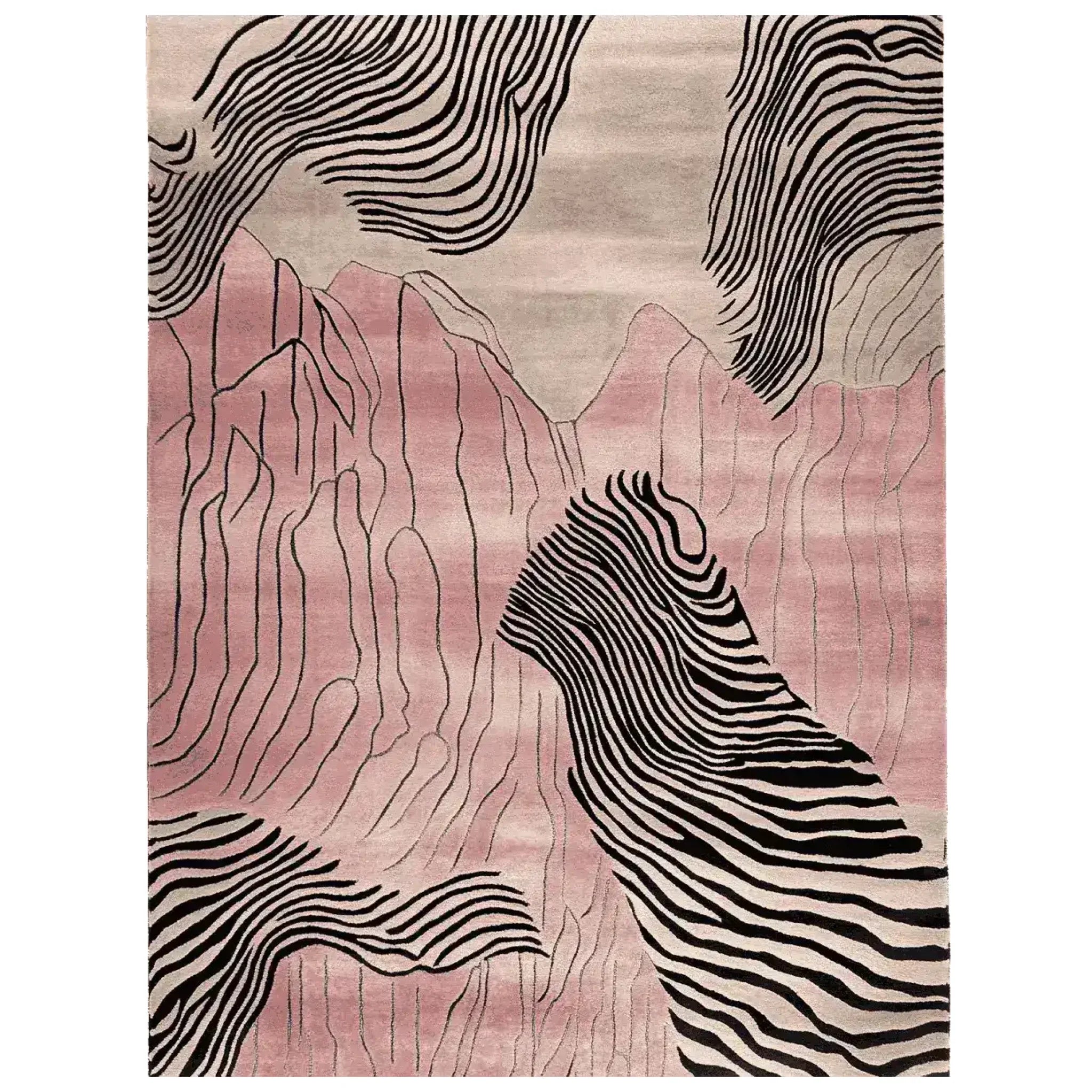 Rosy Desert Drift Lines Hand Tufted Rug