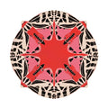 Round Abstract Butterfly Hand Tufted Rug - Red