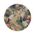 Elegant Crane and Floral Pattern Round Rug