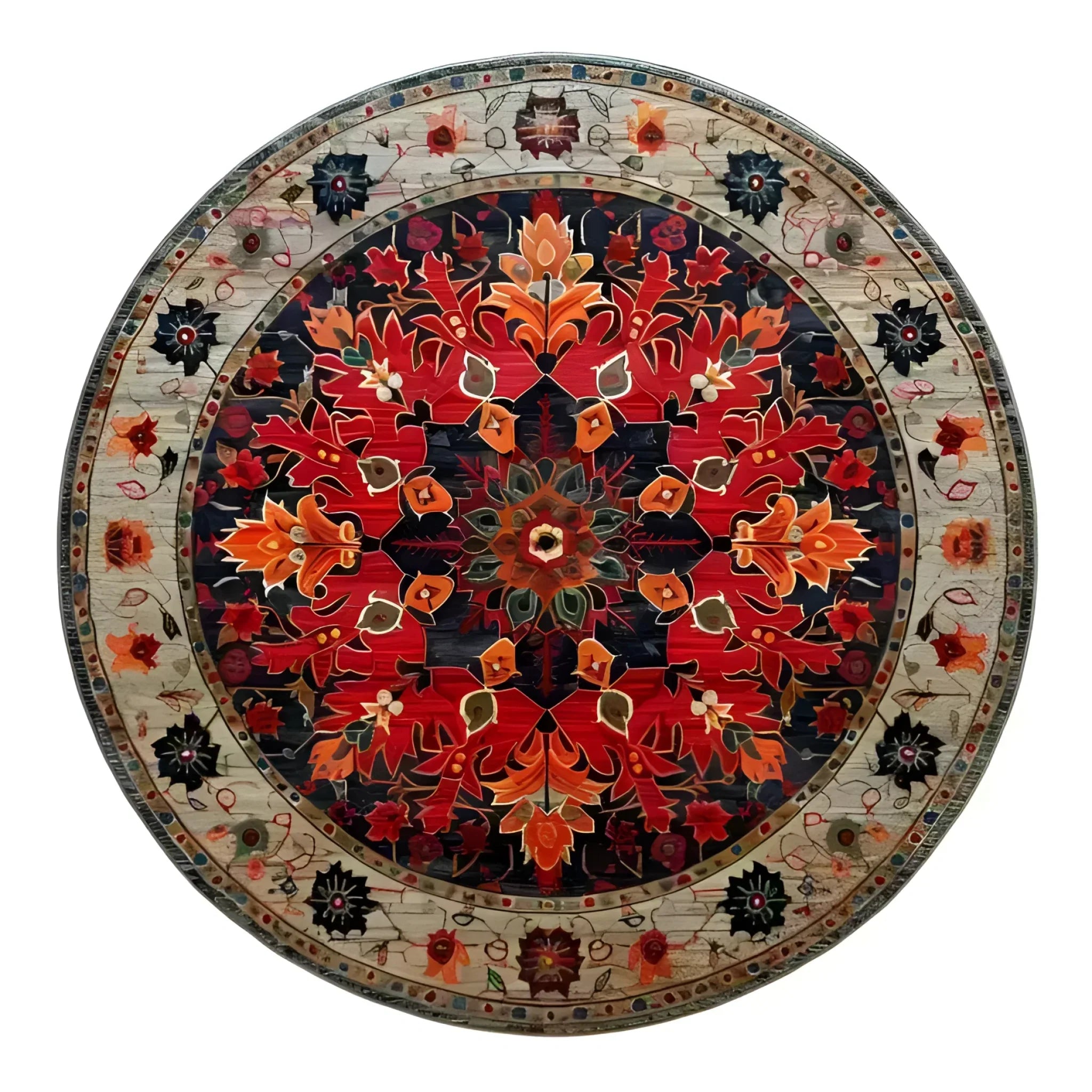 Round Medallion Charm Hard Knotted Round Rug