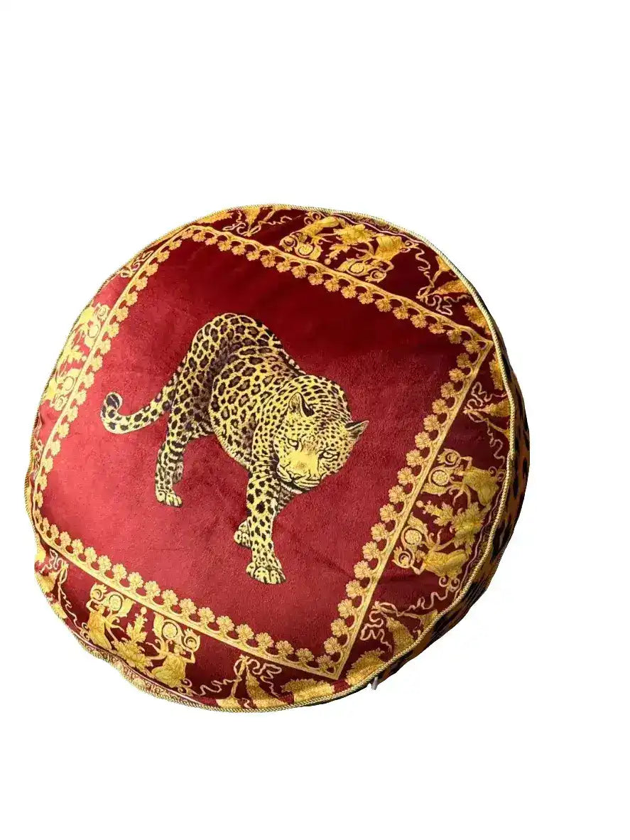 Round Velvet Leopard Throw Pillow Cover