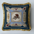 Royal Horse Cart Velvet Throw Pillow Cover with Fringes