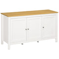 Buffet Cabinet with Doors & 2 Adjustable Shelves, White & Natural