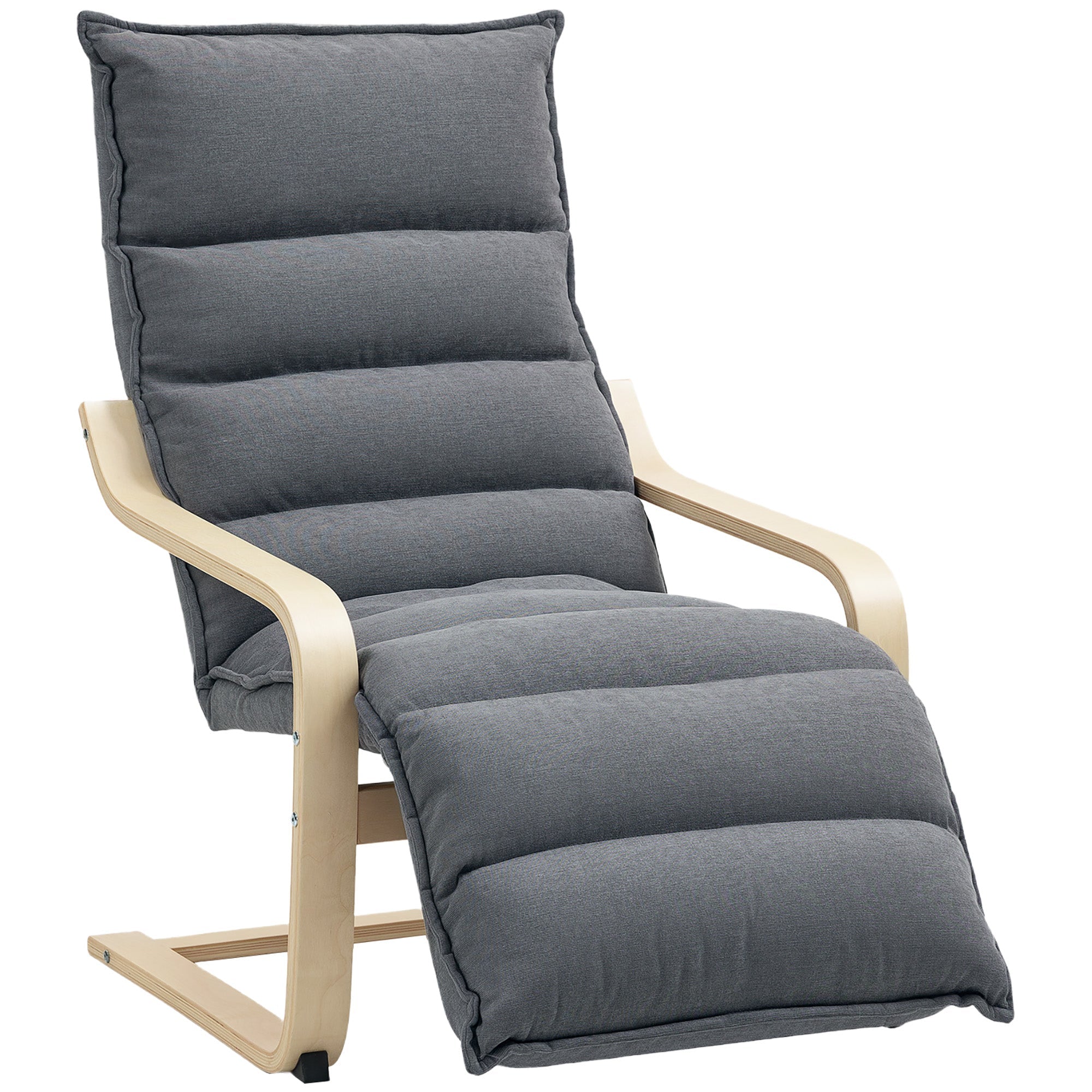 Velvet Accent Chair with Footrest and Wood Frame, Comfy Living Room Armchair Dark Grey