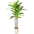 90cm Lifelike Artificial Dracaena Tree with Bendable Trunk & White Planter, Green