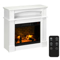 32" Electric Fireplace Heater with Mantel, Log Hearth and Remote Control, 700W/1400W, White