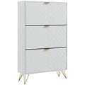 Slim Shoe Cabinet w/3 Flip Drawers & Adjustable Shelves for 18 Pairs of Shoes, White