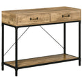 Narrow Entryway Table with Drawers & Storage Shelf, Vintage Sofa Console Table, Brown