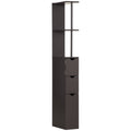 54" Tall Bathroom Storage Cabinet, Freestanding Linen Tower w/ 2 Tier Shelf & Drawers, Brown
