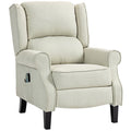 Heated Vibrating Massage Wingback Push Back Recliner Chair with Footrest, White