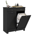 Laundry Hamper Cabinet with 2 Tilt-Out Baskets and 2 Drawers, Black