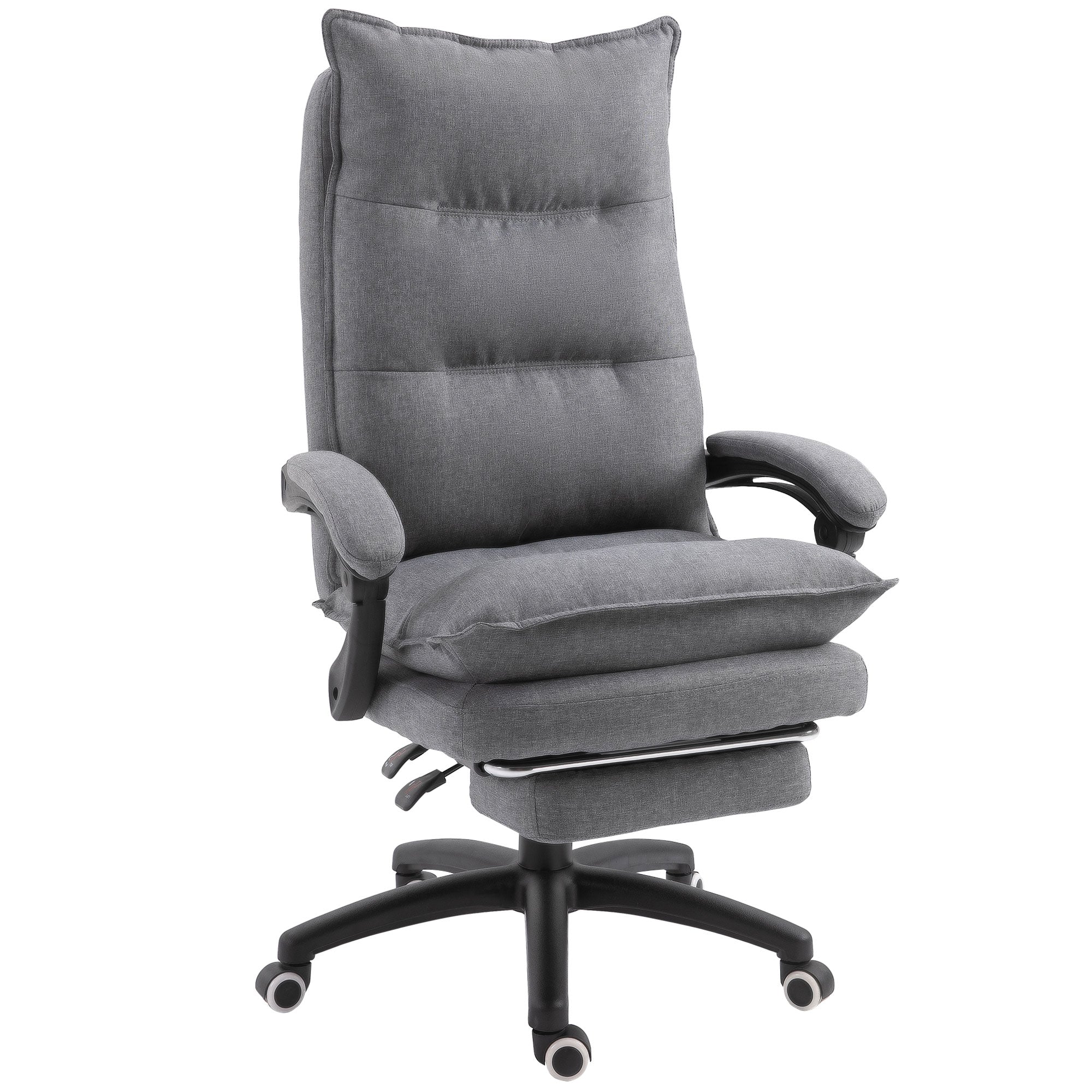 Swivel Office Desk Chair w/ Adjustable Height, Retractable Footrest & Double Padding, Grey