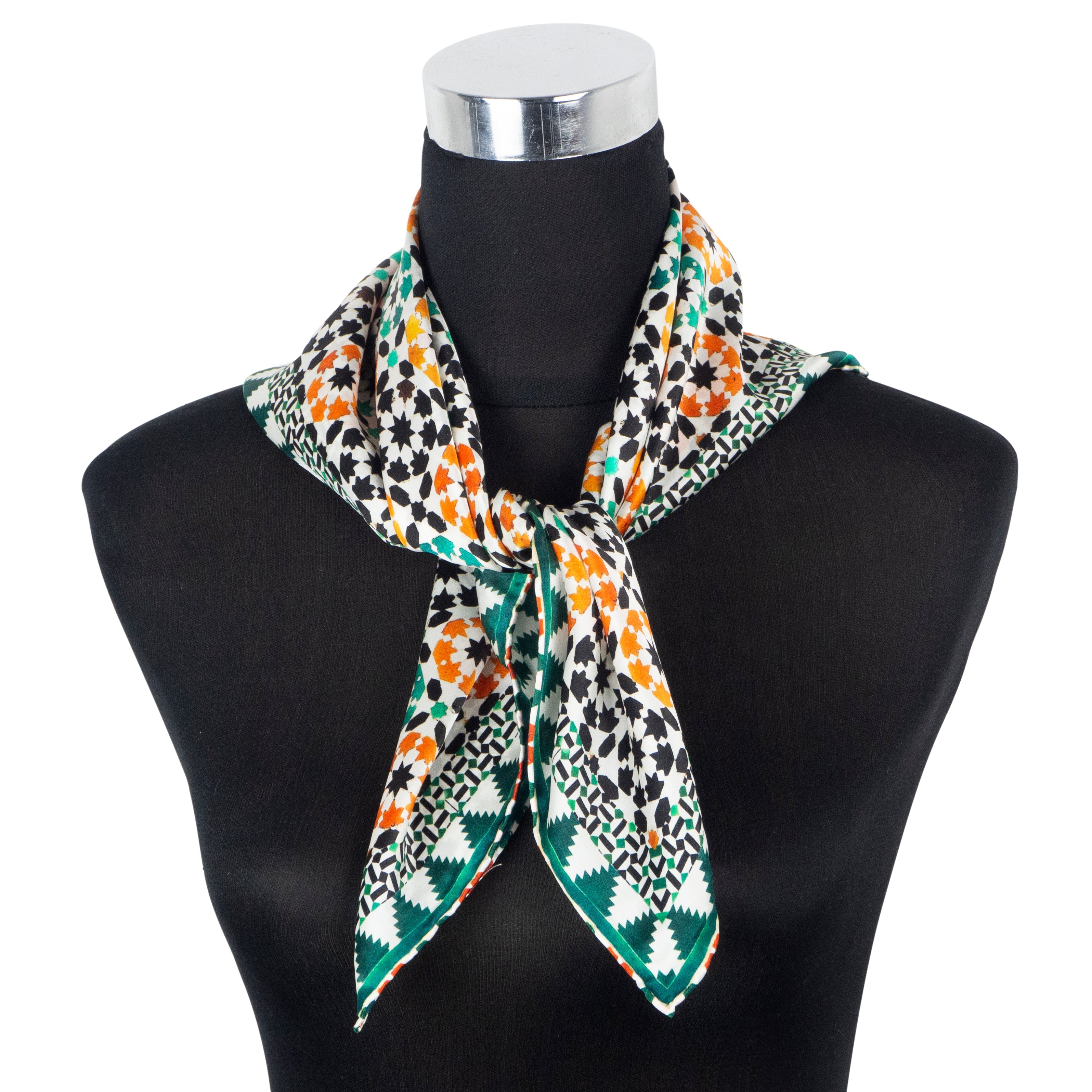 Islamic Art Square Silk Scarf Sabika Green