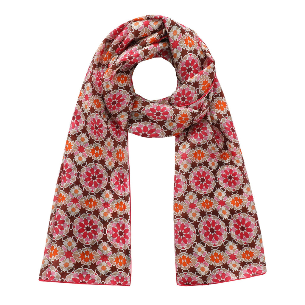 Sacred Geometry Pink Silk Scarf Mashrabia V1