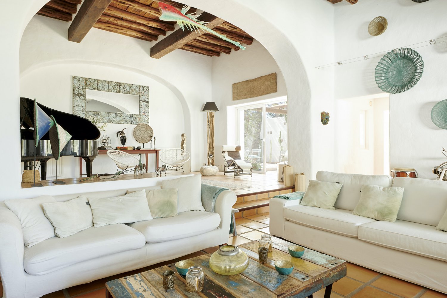 Charming Hidden Paradise Ibiza Villa with a Beautiful Lush Garden and Cozy Kitchen in San Antonio