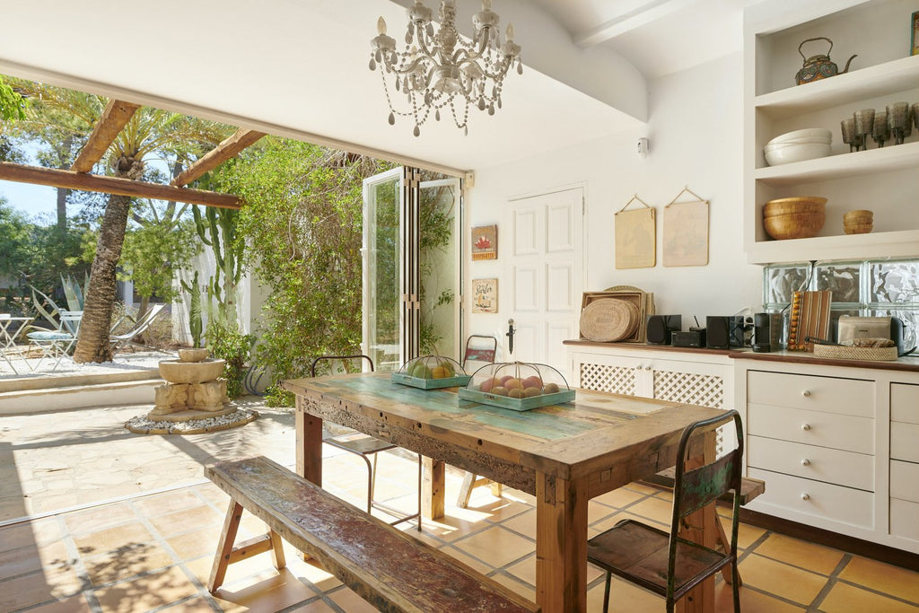 Charming Hidden Paradise Ibiza Villa with a Beautiful Lush Garden and Cozy Kitchen in San Antonio