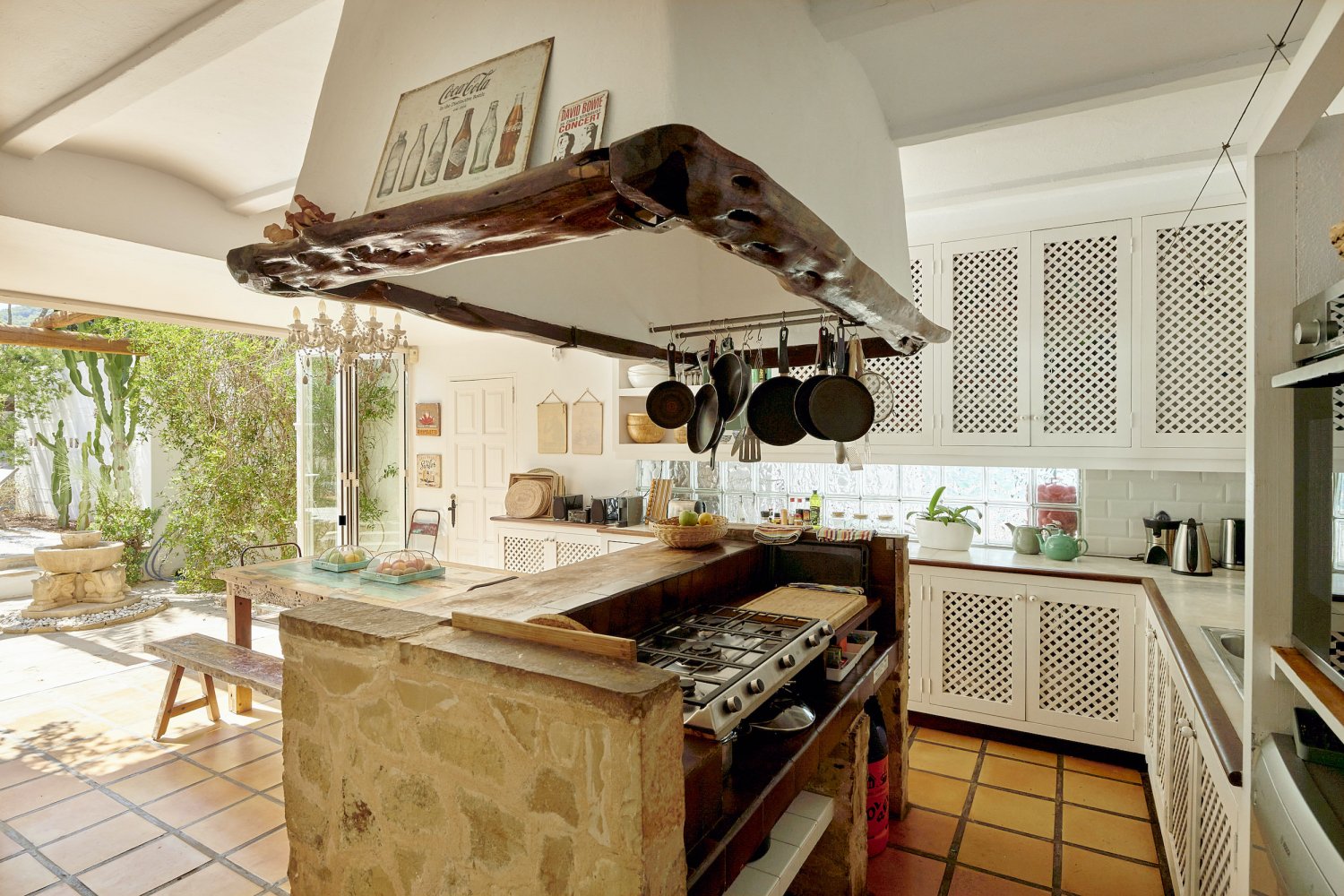 Charming Hidden Paradise Ibiza Villa with a Beautiful Lush Garden and Cozy Kitchen in San Antonio