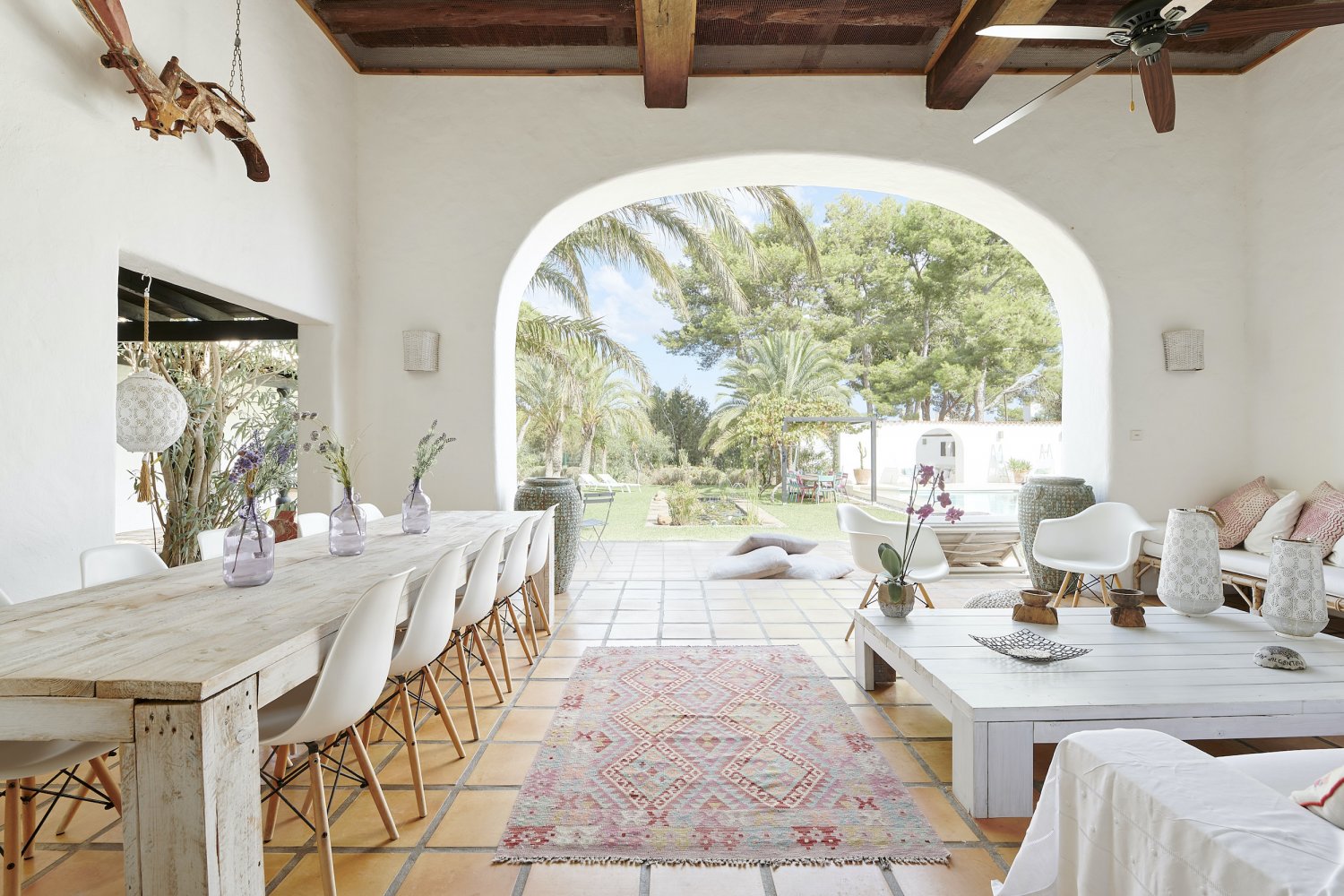 Charming Hidden Paradise Ibiza Villa with a Beautiful Lush Garden and Cozy Kitchen in San Antonio