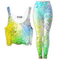 Color Jumble Crop Top and Leggings Combo