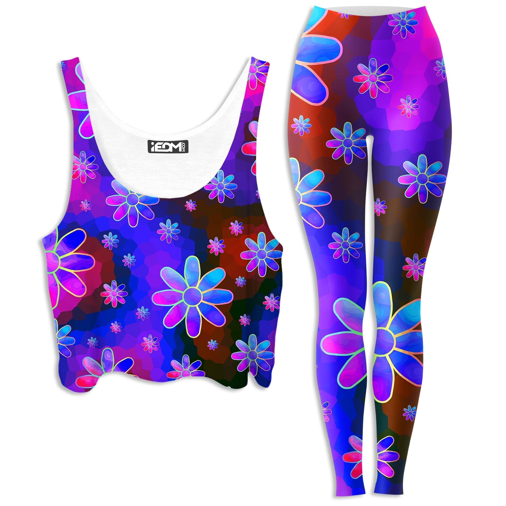 Floral Fantasy Abstract Crop Top and Leggings Combo