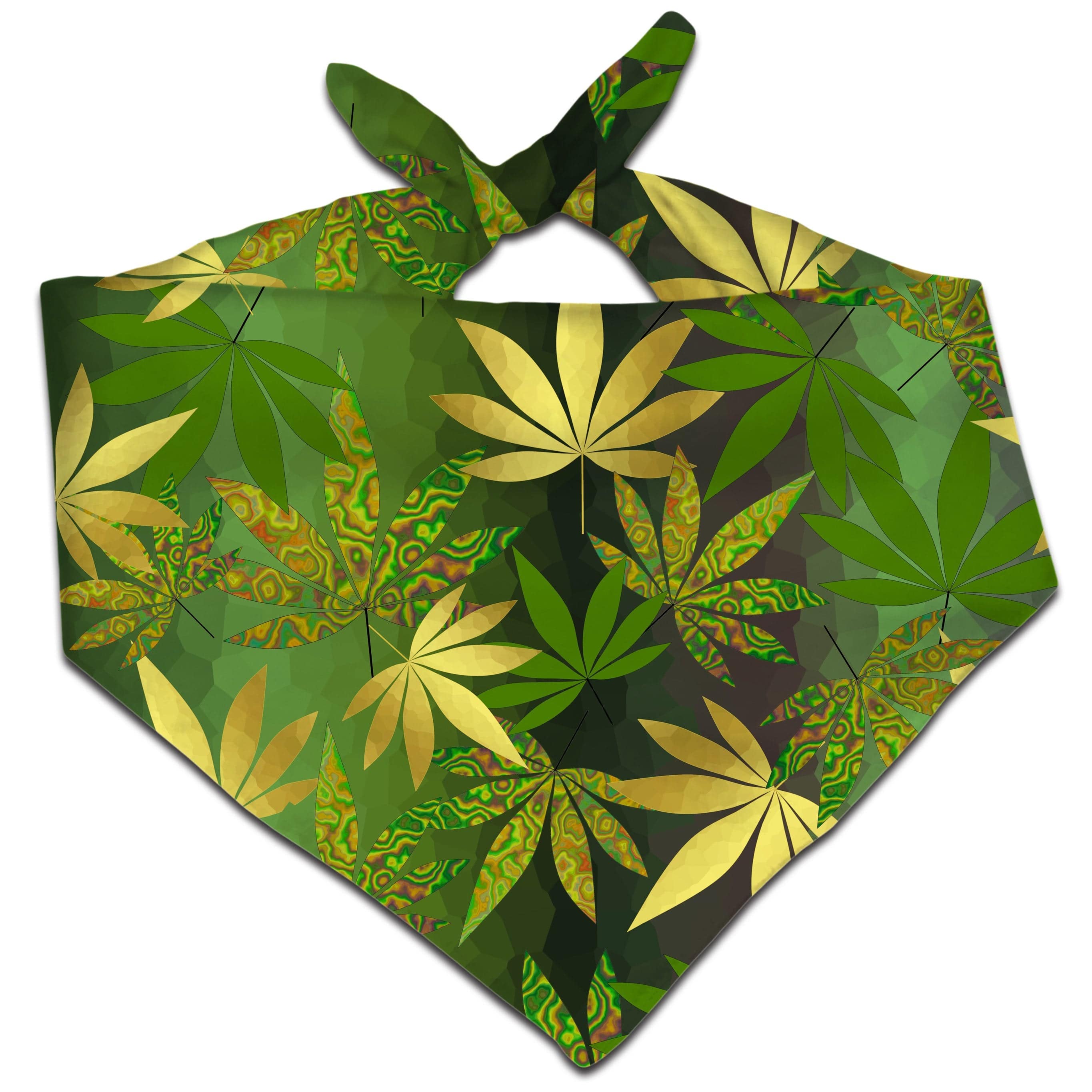 Gold Weed Leaves Bandana
