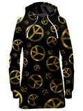 Peace Sign Gold Hoodie Dress