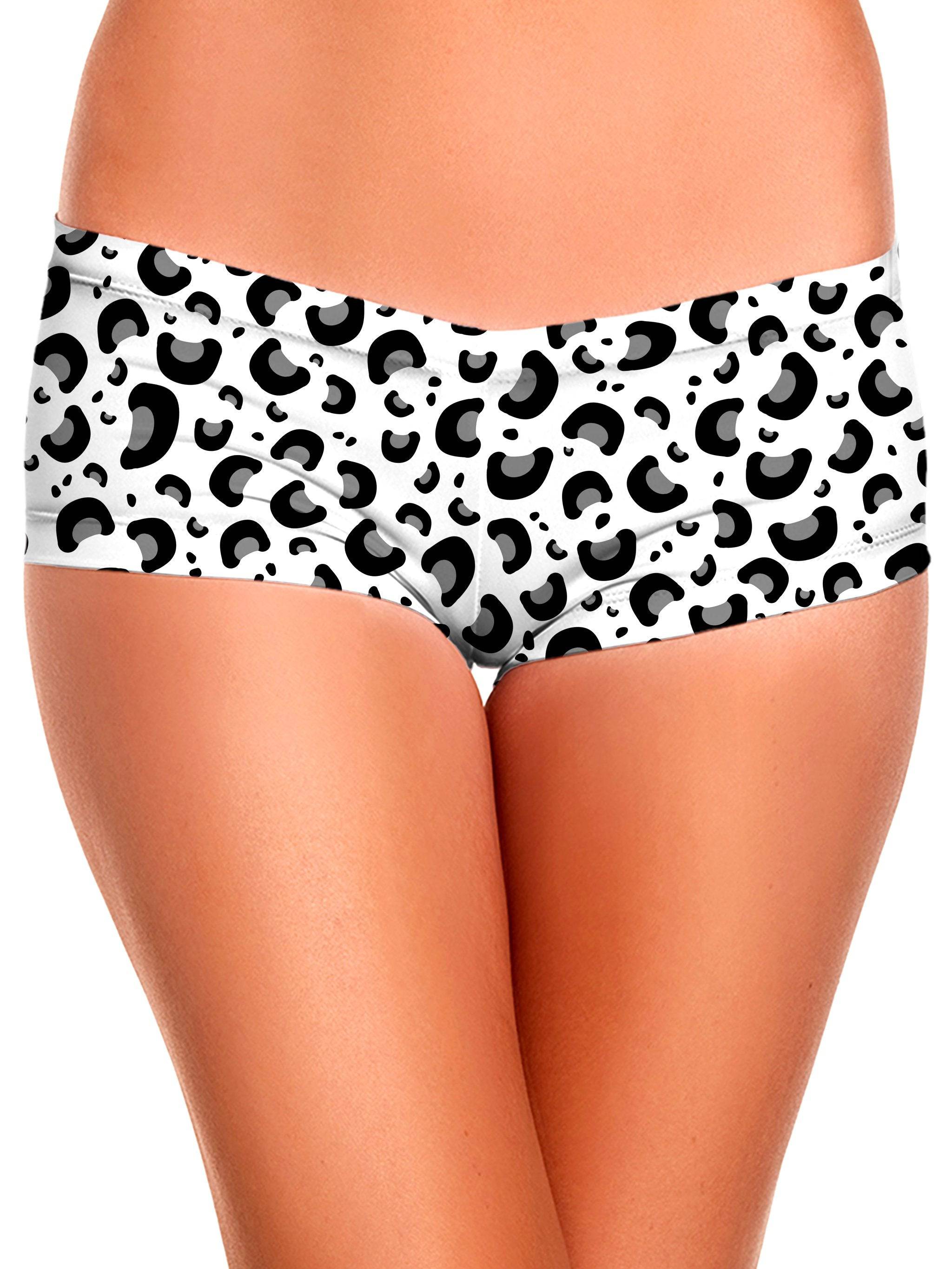 Snow Leopard Print Booty Shorts
