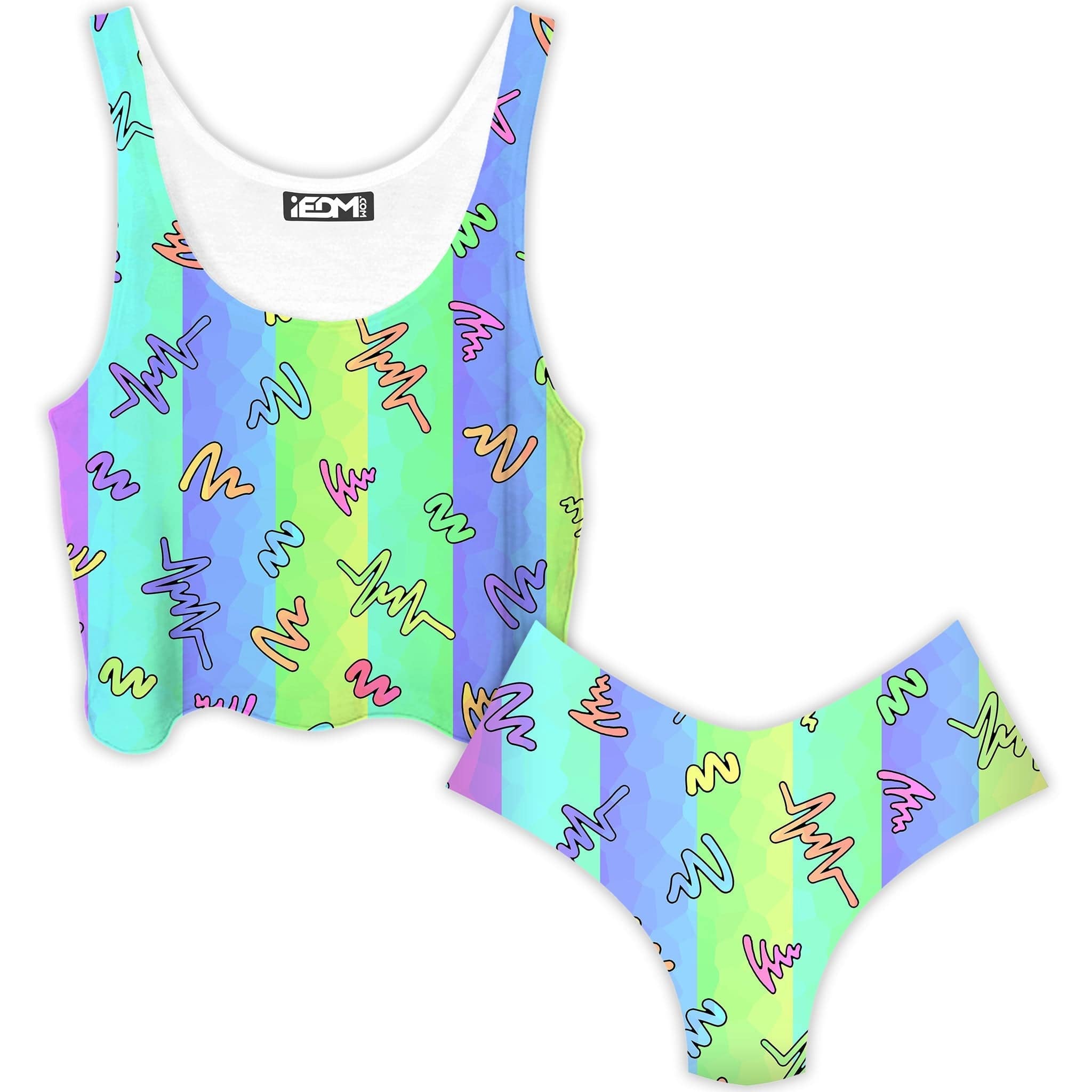 Trippy Doodles Crop Top and Booty Shorts Combo