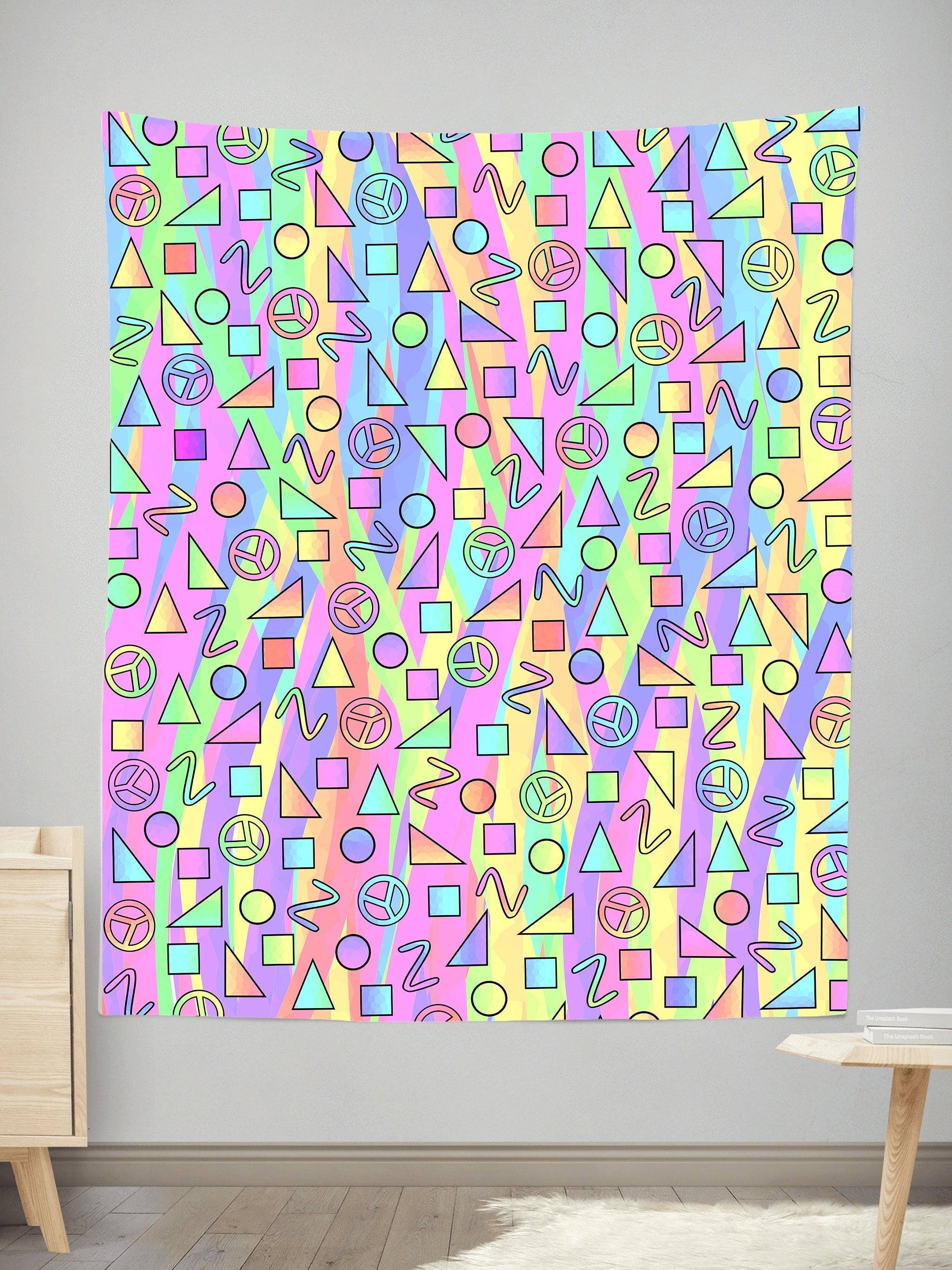 Trippy Retro Peace Signs Tapestry