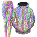 Trippy Retro Peace Signs Zip-Up Hoodie and Leggings Combo