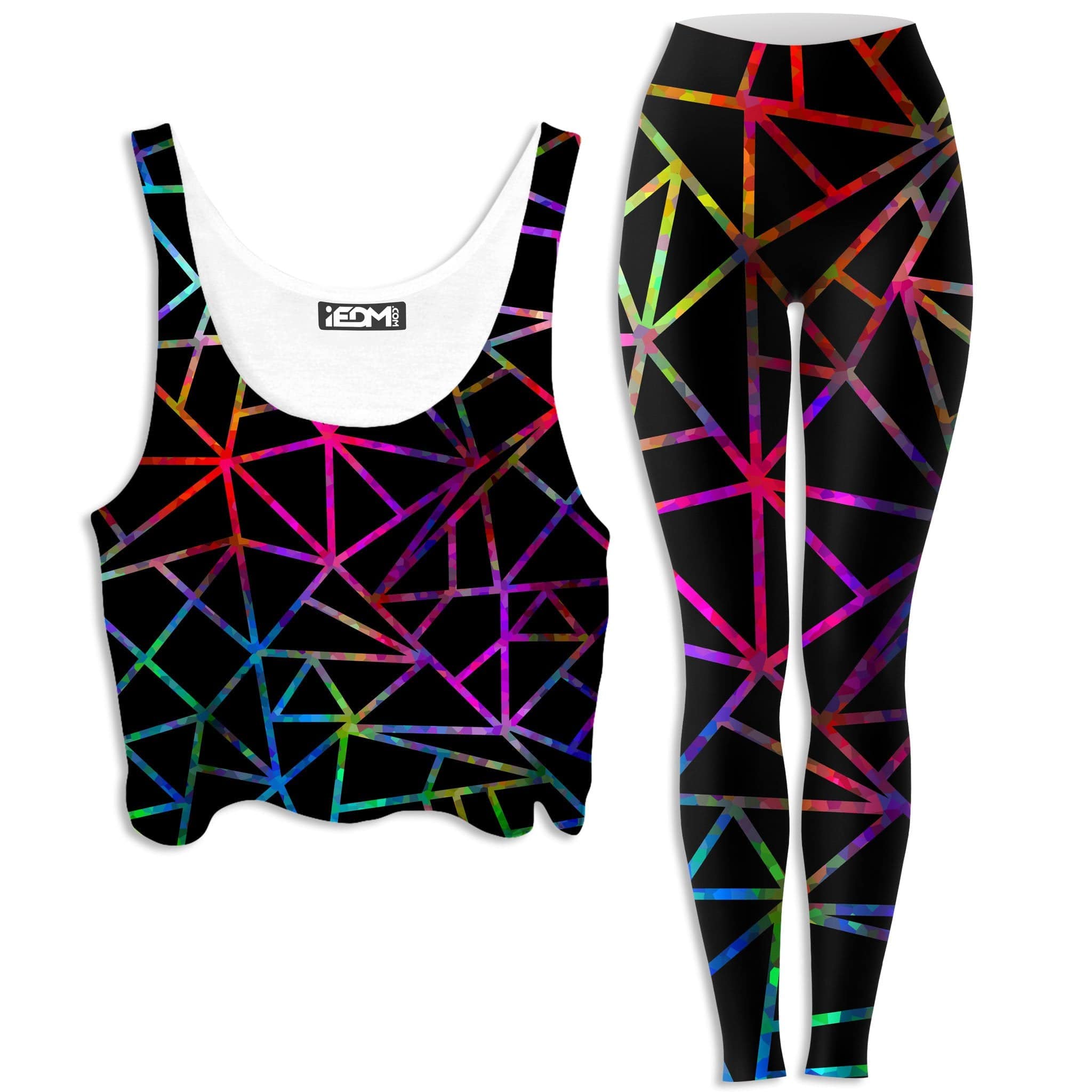 Webbed Geometric Crop Top and Leggings Combo