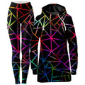 Webbed Geometric Hoodie Dress and Leggings Combo