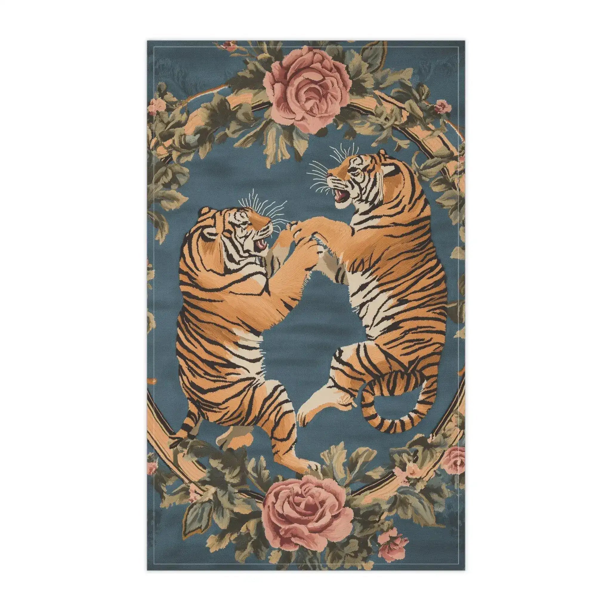 Savage Symphony Vintage Tapestry of Fierce Elegance Cotton Kitchen Towel