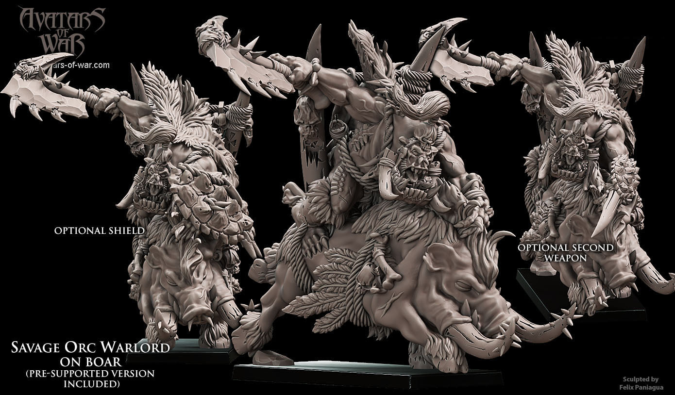 Feral  Orc Warlord on Boar, Avatars of War